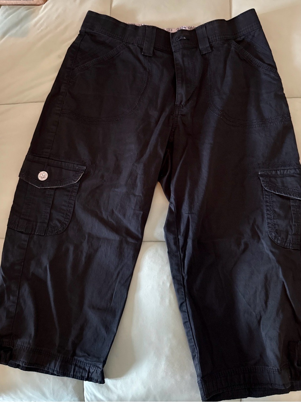 #0277 Women's Lee Black Cargo Capri Pants Size 10 Petite